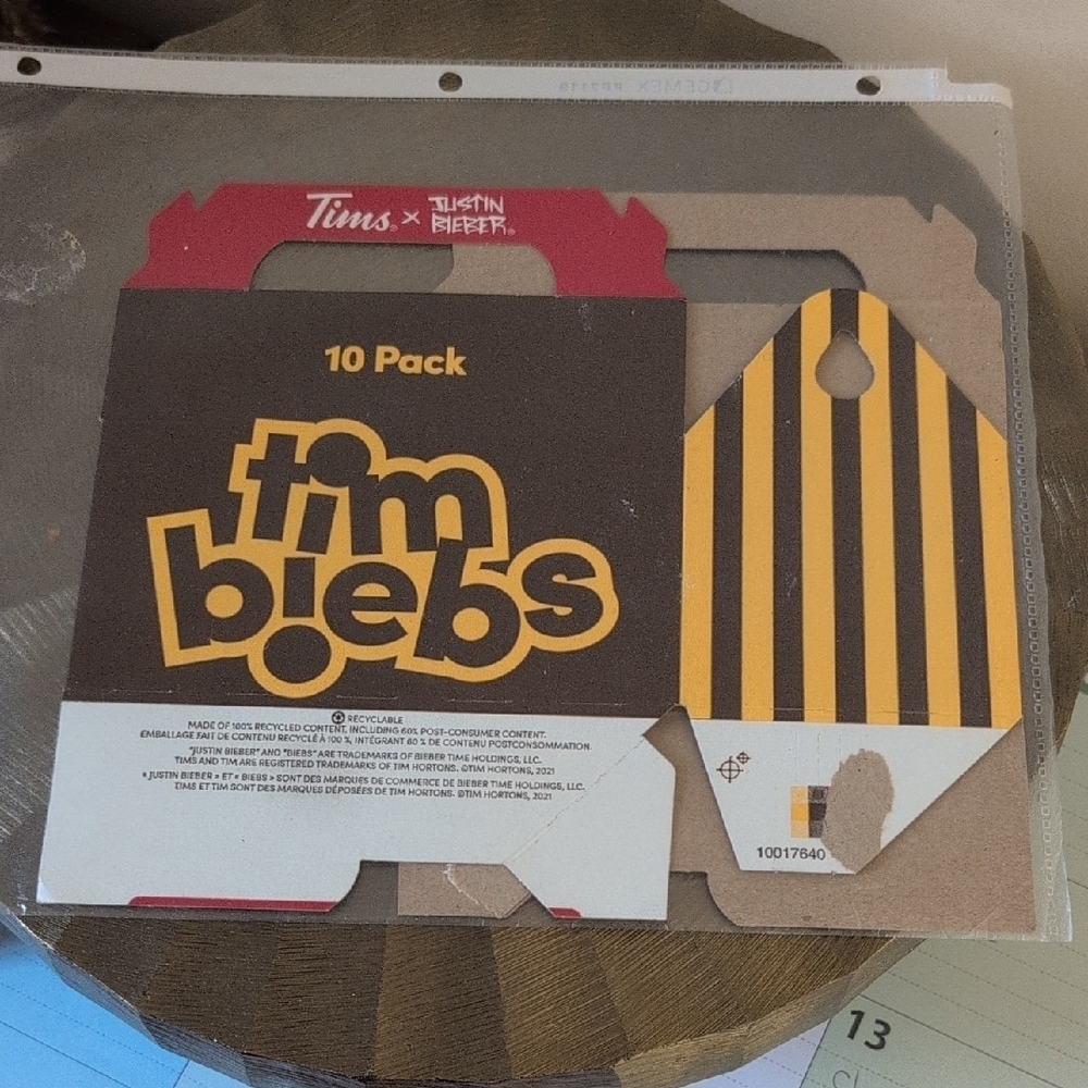 TIM HORTONS X JUSTIN BIEBERS  COLLECTIBLE BOX